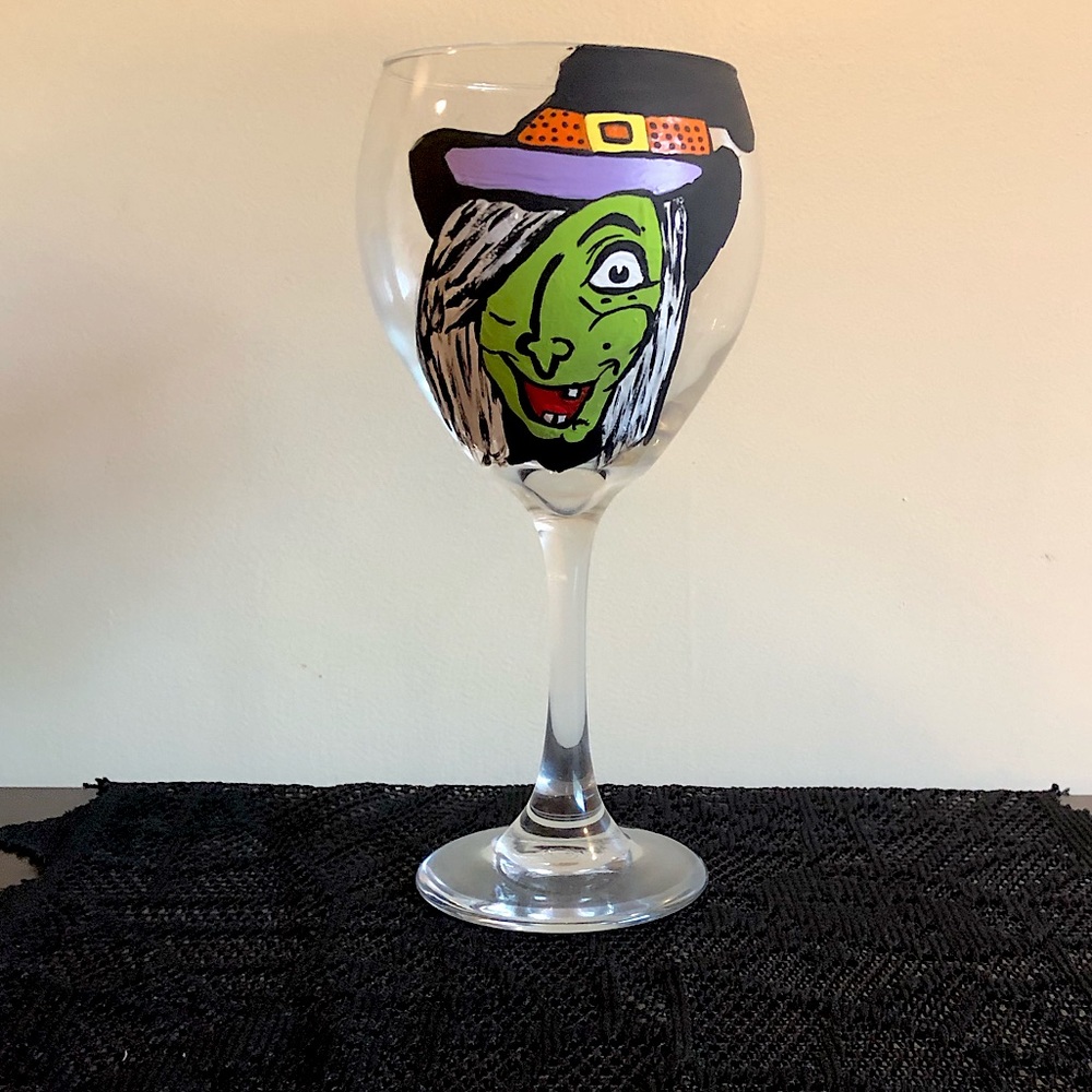 HAND CRAFTED Witch Wine Glass
